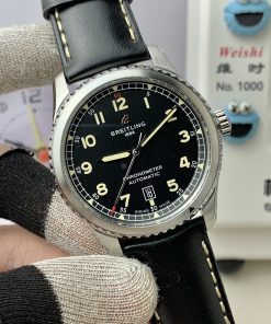 Alternative view of Breitling-Aviator 8 41mm Stainless Steel/Leather Black Dial Numeral Markers Dial TF A2824 Automatic