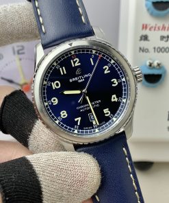 Alternative view of Breitling-Aviator 8 41mm Stainless Steel/Leather Blue Dial Numeral Markers Dial TF A2824 Automatic