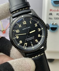 Alternative view of Breitling-Aviator 8 41mm DLC/Leather Black Dial Numeral Markers TF A2824 Automatic