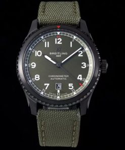 Breitling-Aviator 8 41mm DLC/Nylon Olive Green Dial Numeral Markers TF A2824 Automatic