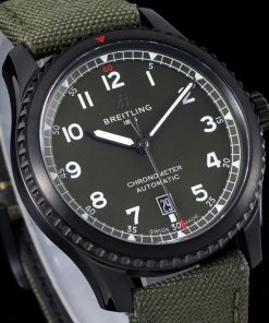Alternative view of Breitling-Aviator 8 41mm DLC/Nylon Olive Green Dial Numeral Markers TF A2824 Automatic