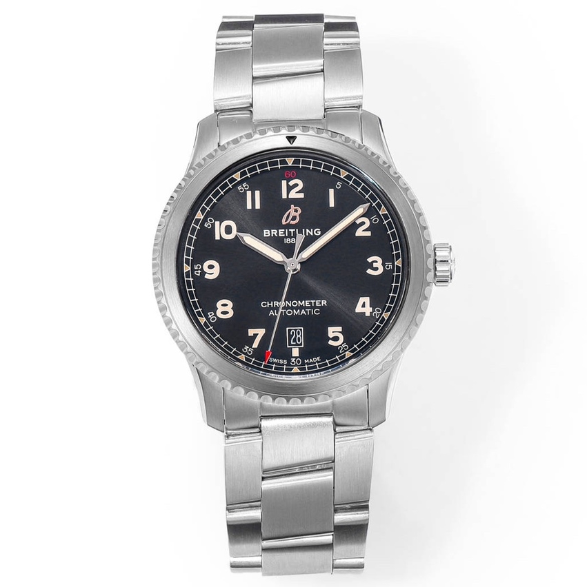 Breitling-Aviator 8 41mm Stainless Steel/Steel Black Dial Numeral Markers(Red 60) Dial BLSF A2824 Automatic