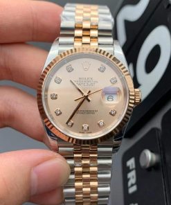 Rolex-Datejust 126231 36mm Jubilee Rose Gold/Steel Gold Dial Diamond Markers ARF VR3235 Automatic