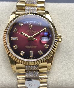 Rolex-DayDate 128238 36mm President Yellow Gold/Yellow Gold Black Dial Diamonds Markers 8+F VR3255 Automatic