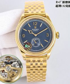 Rolex-1908 Perpetual 39mm Ultra thin Yellow Gold/Yellow Gold Blue Dial R+F Cal.7140 Automatic