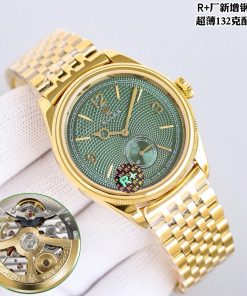 Alternative view of Rolex-1908 Perpetual 39mm Ultra thin Yellow Gold/Yellow Gold Green Dial R+F Cal.7140 Automatic