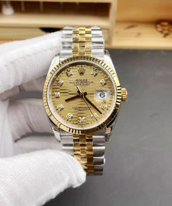 Rolex-Datejust 126283 36mm Jubilee Diamonds Yellow Gold/Steel Gold Textured Dial VSF DD3235 Automatic
