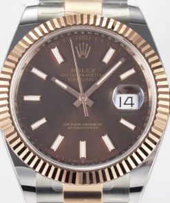 Alternative view of Rolex-Datejust 126331 41mm Oyster Rose Gold/Steel Brown Dial Stick Markers Clean DD3235 Automatic