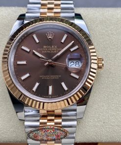 Rolex-Datejust 126331 41mm Jubilee Rose Gold/Steel Brown Dial Stick Markers Clean DD3235 Automatic