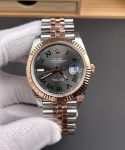 Alternative view of Rolex-Datejust 126331 41mm Jubilee Rose Gold/Steel Grey Wimbledon Dial Roman Markers Clean DD3235 Automatic