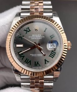 Rolex-Datejust 126331 41mm Jubilee Rose Gold/Steel Grey Wimbledon Dial Roman Markers Clean DD3235 Automatic