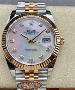 Rolex-Datejust 126331 41mm Jubilee Rose Gold/Steel Mother-Of-Pearl Dial Diamonds Markers Clean DD3235 Automatic