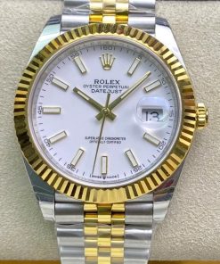 Rolex-Datejust 126333 41mm Jubilee Yellow Gold/Steel White Dial Stick Markers Clean DD3235 Automatic