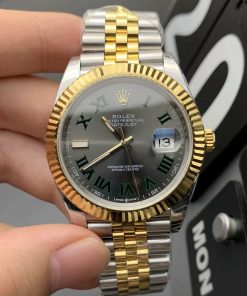 Rolex-Datejust 126333 41mm Jubilee Yellow Gold/Steel Grey Wimbledon Dial Roman Markers Clean DD3235 Automatic