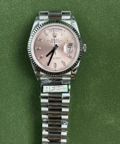 Alternative view of Rolex-DayDate 128239 36mm President Stainless Steel/Steel Sundust Pink Dial Baguette Markers QF A2836 Automatic(Gain Weight)