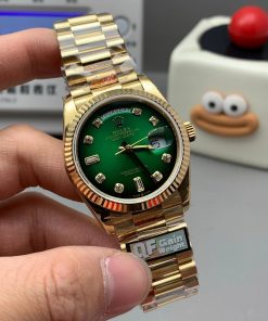 Alternative view of Rolex-DayDate 128238 36mm President Yellow Gold Green Ombre Dial Diamonds Markers QF A2836 Automatic(Gain Weight)