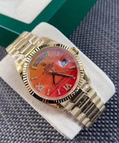 Alternative view of Rolex-DayDate 128238 36mm President Yellow Gold/Yellow Gold Orange Carnelian Dial Diamonds Roman Markers 8+F VR3255 Automatic