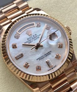 Alternative view of Rolex-DayDate 128235 36mm President Rose Gold/Rose Gold Mother-Of-Pearl Dial Diamonds Markers 8+F VR3255 Automatic