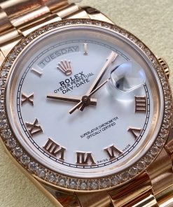 Alternative view of Rolex-DayDate 128345 36mm President Diamonds Rose Gold/Rose Gold White Dial Roman Markers 8+F VR3255 Automatic