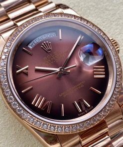 Alternative view of Rolex-DayDate 128345 36mm President Diamonds Rose Gold/Rose Gold Chocolate Brown Dial Roman Markers 8+F VR3255 Automatic