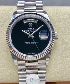 Rolex-DayDate 18039 36mm President Stainless Steel/Steel Black Onyx Dial Arabic Date 8+F VR3255 Automatic