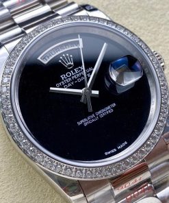 Alternative view of Rolex-DayDate 18206 36mm President Diamonds Stainless Steel/Steel Black Onyx Dial Arabic Date 8+F VR3255 Automatic