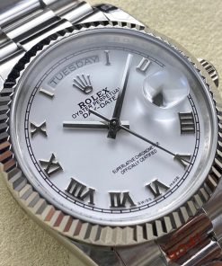 Alternative view of Rolex-DayDate 128239 36mm President Stainless Steel/Steel White Dial Roman Markers 8+F VR3255 Automatic