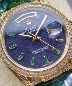 Alternative view of Rolex-DayDate 128455 36mm President Diamonds Yellow Gold/YLeather Purple Emerald Dial Baguette Markers 8+F VR3255 Automatic
