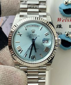 Rolex-DayDate 228236 40mm President Stainless Steel/Steel Ice Blue Dial Roman Markers VSF DD3255 V2 Automatic(Gain Weight)