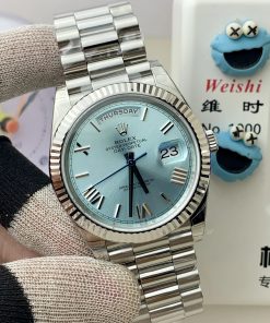 Alternative view of Rolex-DayDate 228236 40mm President Stainless Steel/Steel Ice Blue Dial Roman Markers VSF DD3255 V2 Automatic(Gain Weight)