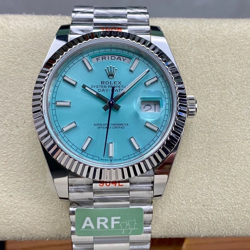 Rolex-DayDate 228236 40mm President Stainless Steel/Steel Tiffany Blue Dial Stick Markers ARF VR3255 Automatic(Gain Weight)