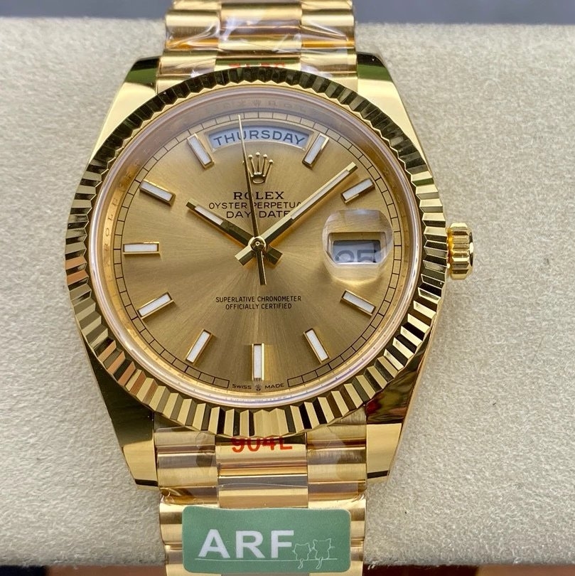 Rolex-DayDate 228238 40mm President Yellow Gold Champagne Gold Dial Stick Markers ARF VR3255 V2 Automatic(Gain Weight)