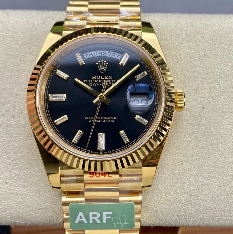 Rolex-DayDate 228238 40mm President Yellow Gold Black Dial Stick Markers ARF VR3255 Automatic(Gain Weight)