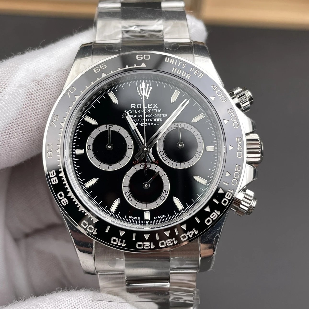 Rolex-Daytona 126500LN Black Panda 40mm Stainless Steel/Steel Black Dial Stick Markers VSF DD4131 Automatic