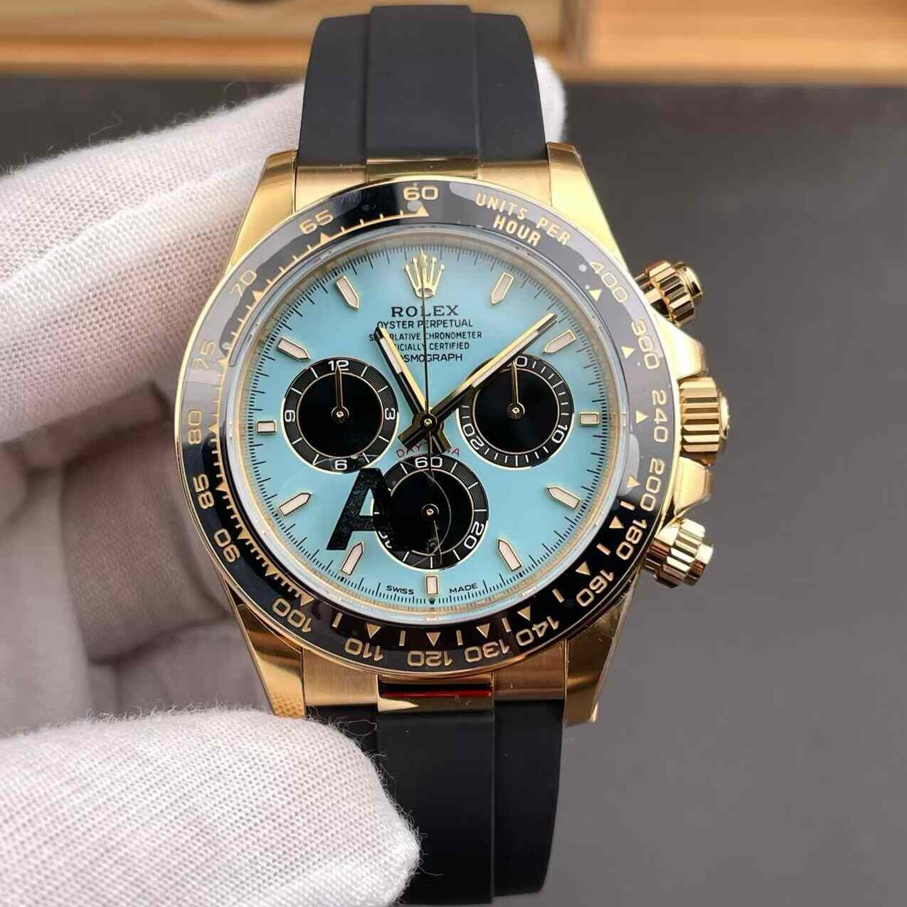 Rolex-Daytona 126518 40mm Yellow Gold/Rubber Tiffany Blue Dial Stick Markers VSF V2 DD4131 Automatic(Gain Weight)