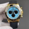 Rolex-Daytona 126518 2025 40mm Yellow Gold/Rubber Turquoise Dial Stick Markers QF V10 SH4131 Automatic(Gain Weight)