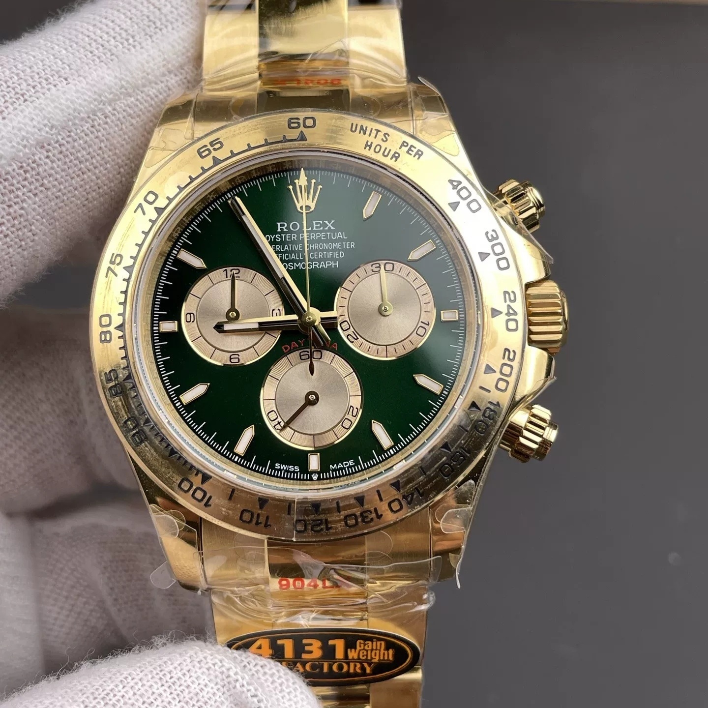 Rolex-Daytona 126508 40mm Yellow Gold/Yellow Gold Green Dial Stick Markers QF V6 SH4131 Automatic (Gain Weight)