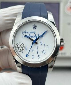 Rolex-Milgauss 116400GV 40mm Mad "Who Cares I’m already late" Stainless Steel/Rubber White Dial VSF VR3131 Automatic