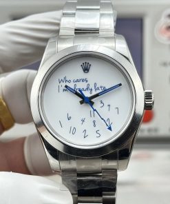 Rolex-Milgauss 116400GV 40mm Mad “Who Cares I’m already late” Stainless Steel/Steel White Dial VSF VR3131 Automatic