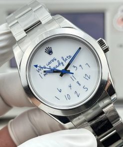 Alternative view of Rolex-Milgauss 116400GV 40mm Mad “Who Cares I’m already late” Stainless Steel/Steel White Dial VSF VR3131 Automatic