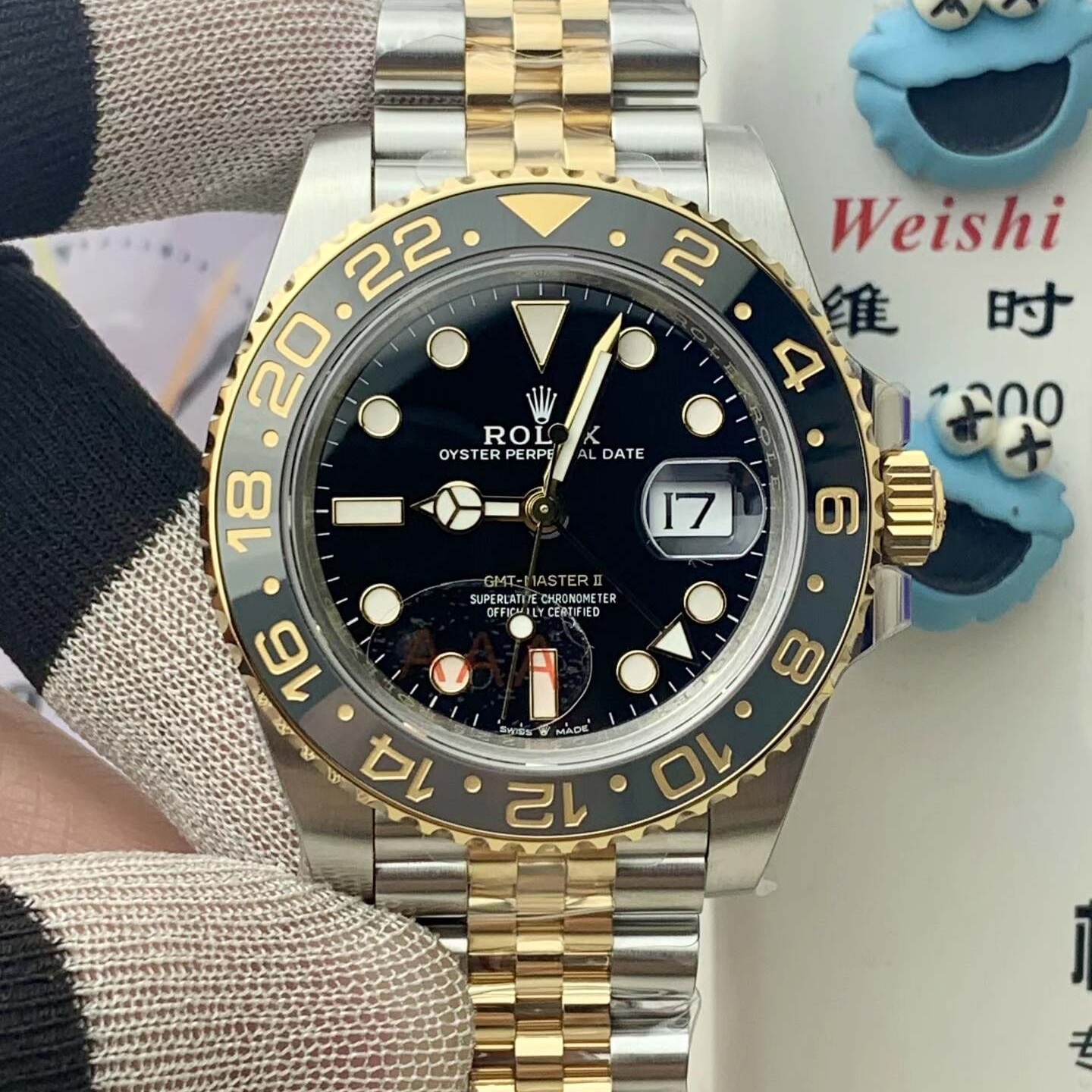 Rolex-GMT Master II 126713 Jubilee 40mm Stainless Steel/Yellow Gold Black Dial Round Markers VSF V3 DD3285 Automatic(Gain Weight)