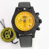 Breitling-Avenger Hurricane Chronograph 45mm Carbon/Nylon(Green) Yellow Dial Numeral Markers GF A7750 Automatic